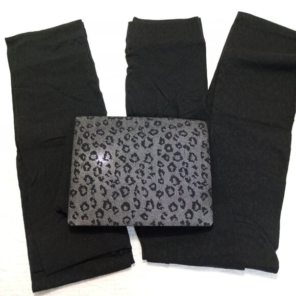 2 Pack Women's Black Leopard Print Pantyhose Size S - Picture 1 of 2